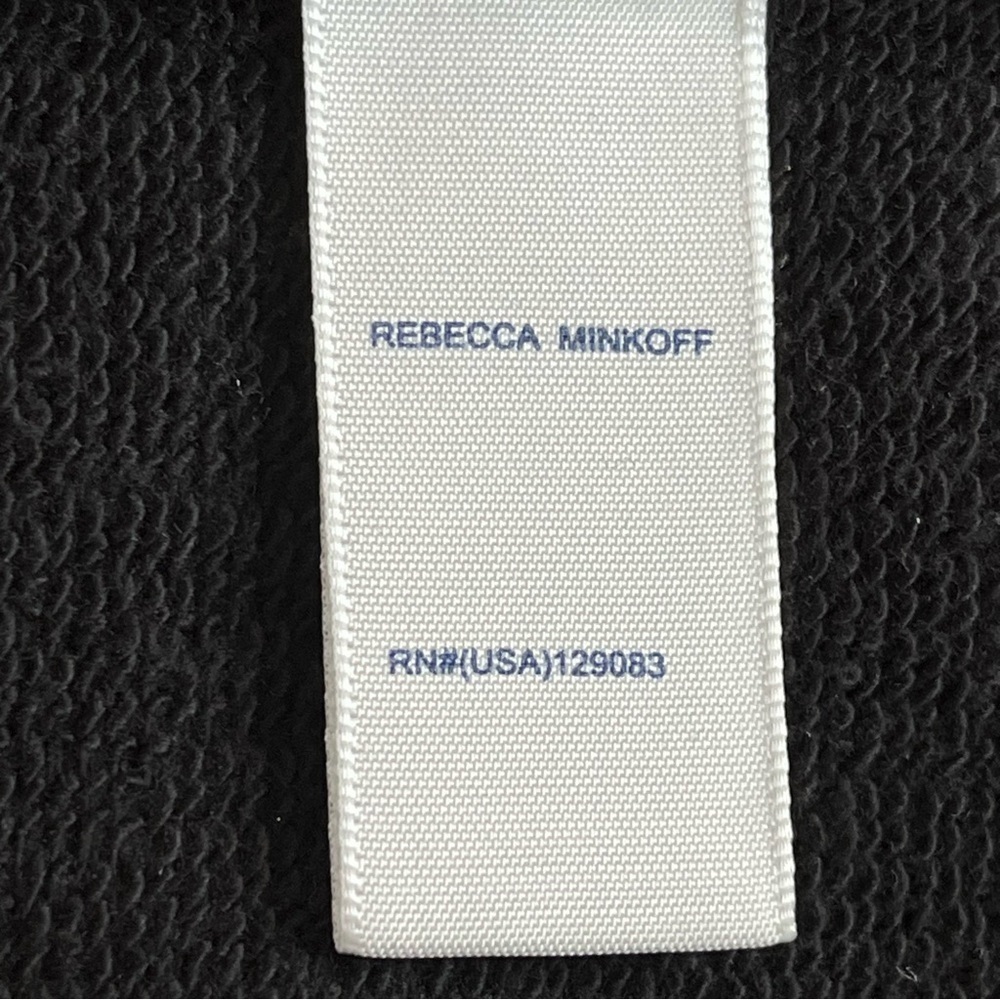 Rebecca Minkoff Mina Elbow Puff Sleeve French Terry Dress Black Medium Sweater - Picture 6 of 11
